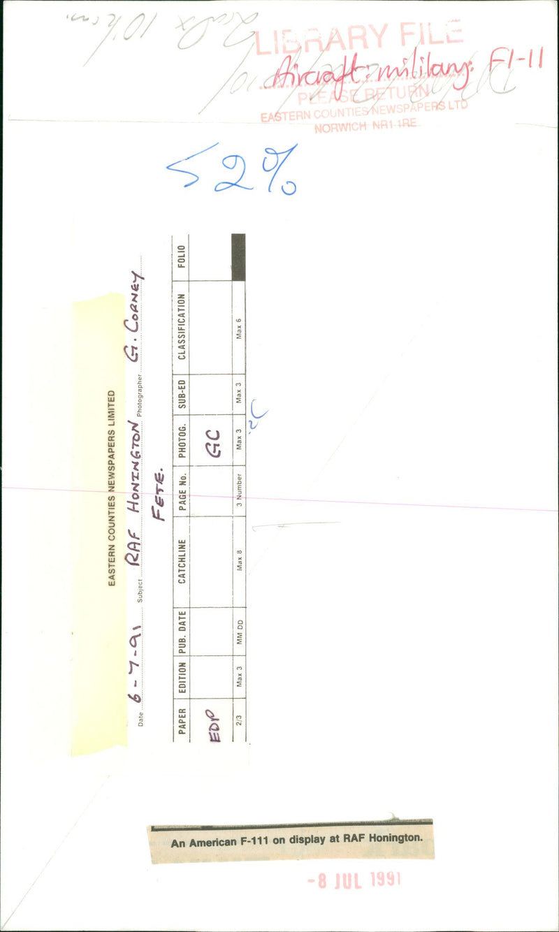 Aircraft: Military - American F-111 - Vintage Photograph