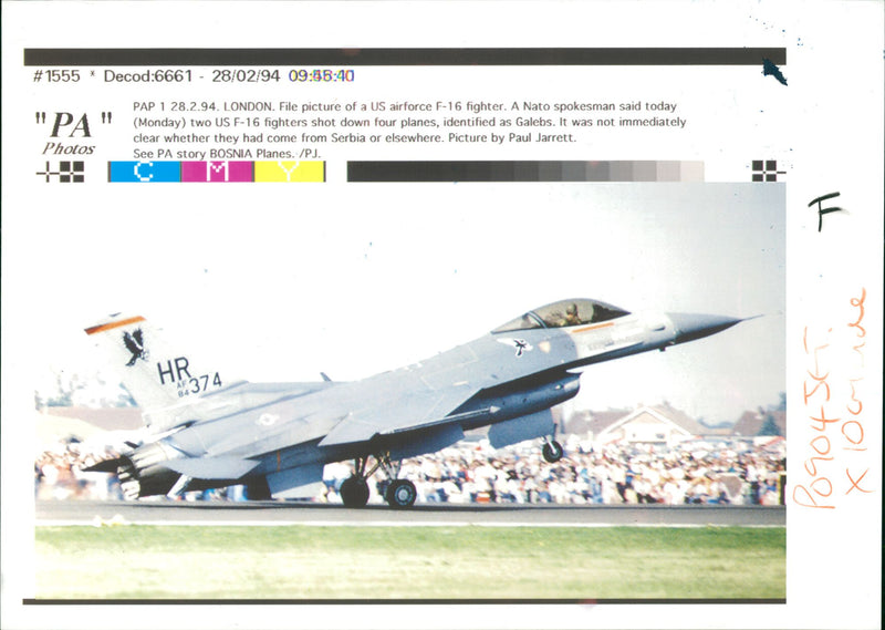 Aircraft: Military - US Airforce F-16 fighter jet. - Vintage Photograph
