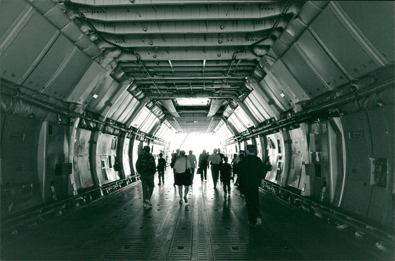 Inside the giant Lockheed C-5 Galaxy at RAF Lakenheath Air Show - Vintage Photograph