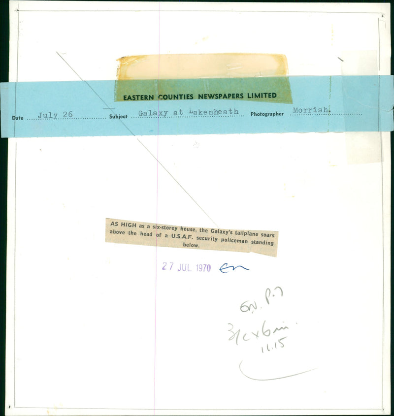 Lockheed C-5 Galaxy at at RAF Lekenheath - Vintage Photograph