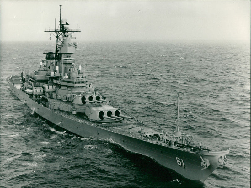 An aerial view of the USS IOWA - Vintage Photograph