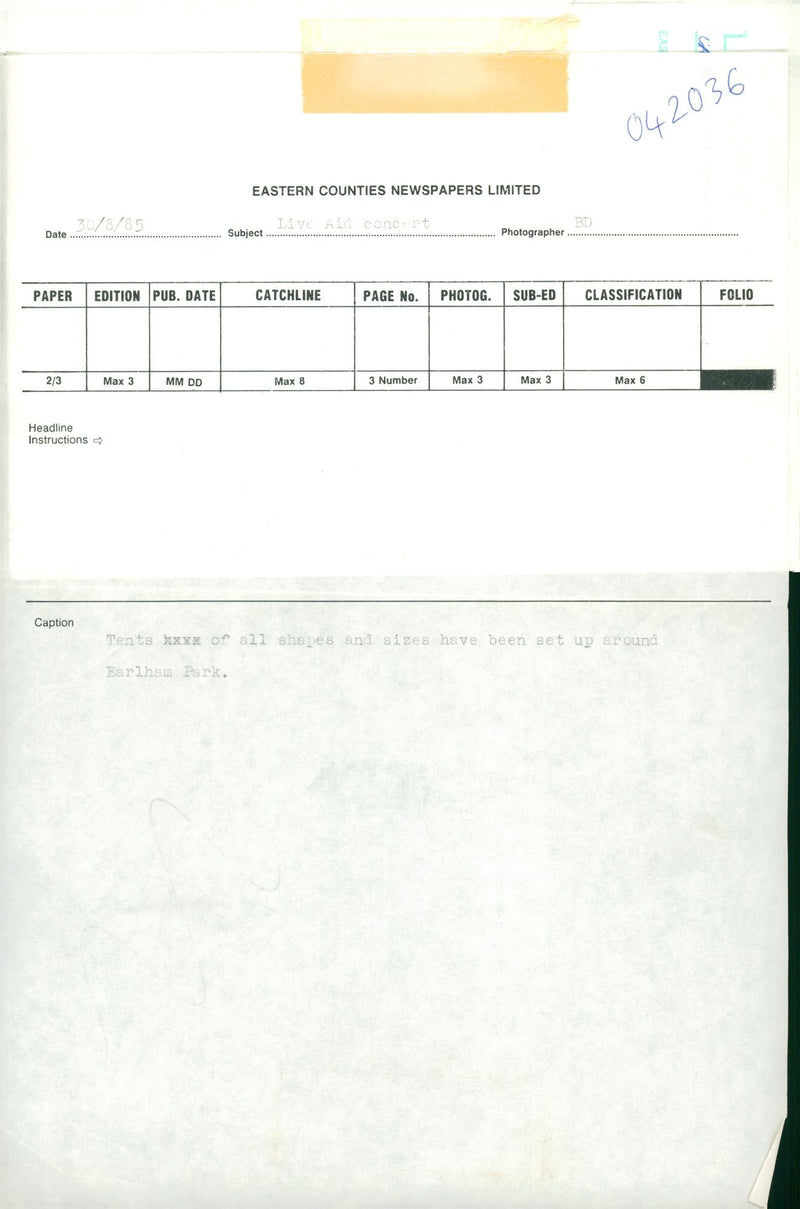 Live Aid Concert. - Vintage Photograph