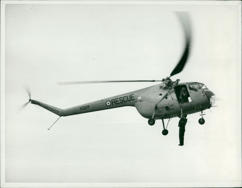 Helicopters: Raf And Coastguard. - Vintage Photograph