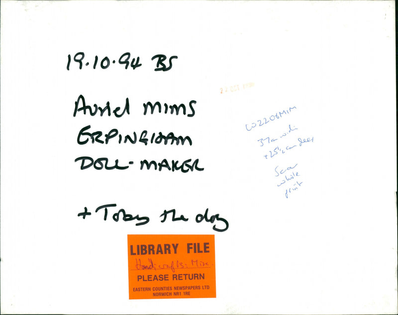 Auriel Mims Erpingham Doll maker and Toby the dog. - Vintage Photograph