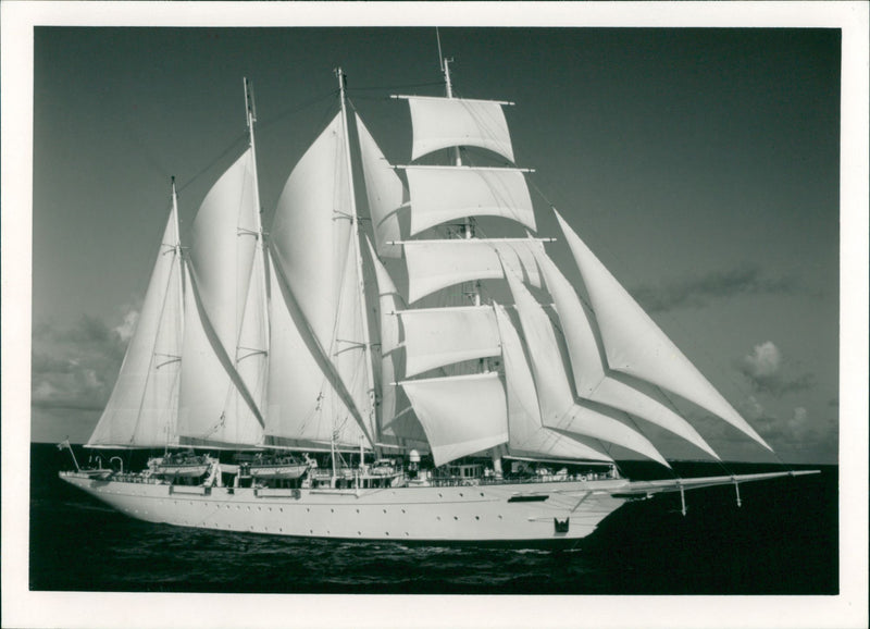 The Star Clippers' tall ship "Star Flyer" in full sail. - Vintage Photograph