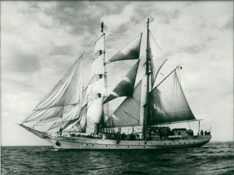 Wilheim Pieck under full sail. - Vintage Photograph