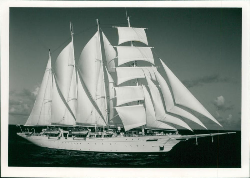 The Star Clippers tall ship Star Flyer in full sail. - Vintage Photograph