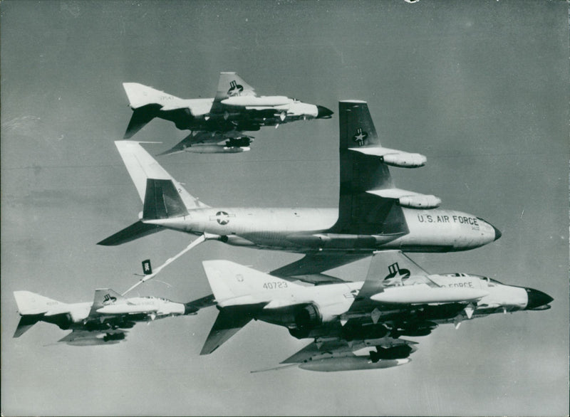 F-4C Phantom and KC-155 Stratotanker. - Vintage Photograph