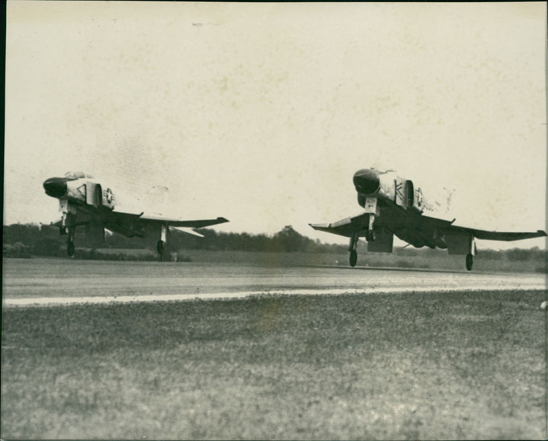F110 Phantom the latest U.S. all weather jet fighers. - Vintage Photograph
