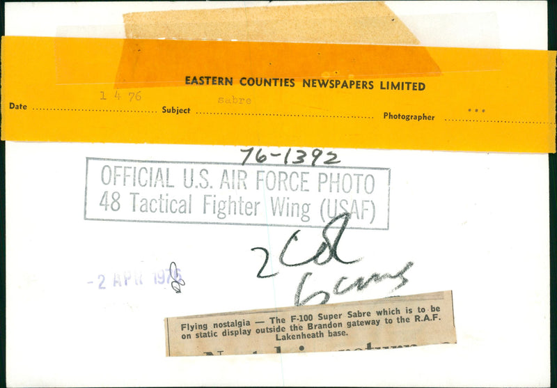 Aircraft: Military: F-100 Super Sabre - Vintage Photograph