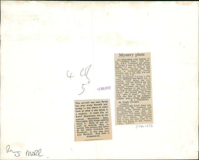 Aircraft: Military: Mystery Aircraft - Vintage Photograph