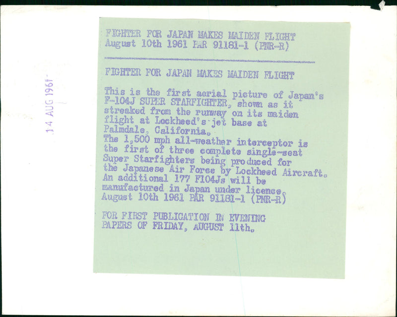 Aircraft: Military: Japan's F-104J Super Starfighter - Vintage Photograph