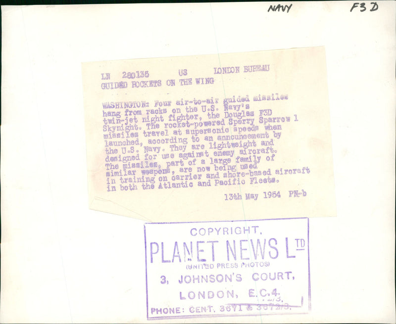 Aircraft: Military: Douglas F3D Skynight. - Vintage Photograph