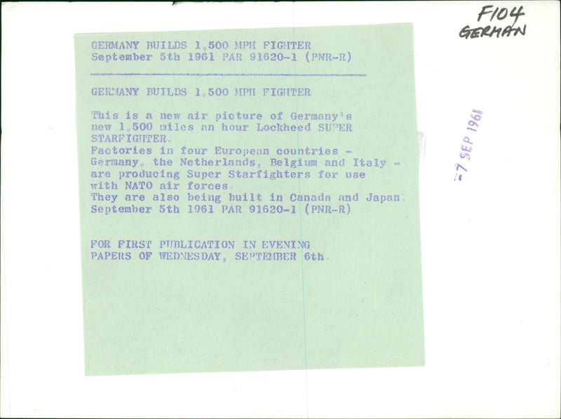 Aircraft: Military: Lockhead Superfighter - Vintage Photograph