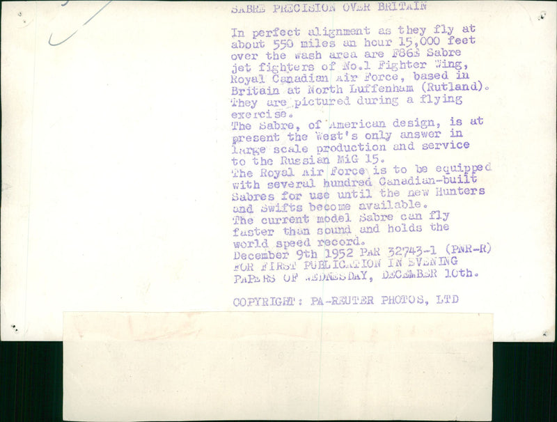 Aircraft: Military: Sabre Jets - Vintage Photograph