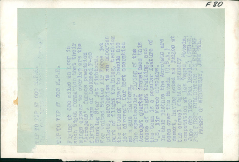 Aircraft: Military: Lockhead F-80 Shooting Star - Vintage Photograph