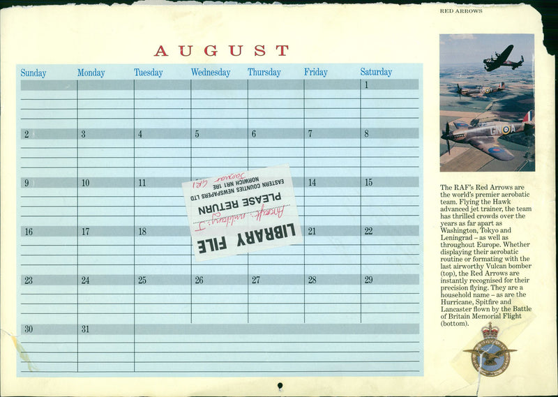 Aircraft: Military: RAF's Red Arrows - Vintage Photograph