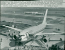 European A300B Airbus after the aircraft. - Vintage Photograph