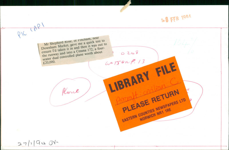 Mr. Shepherd Rose give a quick test to ensure the Cessna 172. - Vintage Photograph