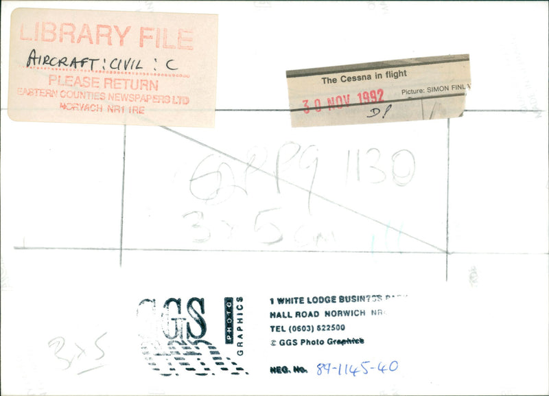 The Cessna in flight. - Vintage Photograph