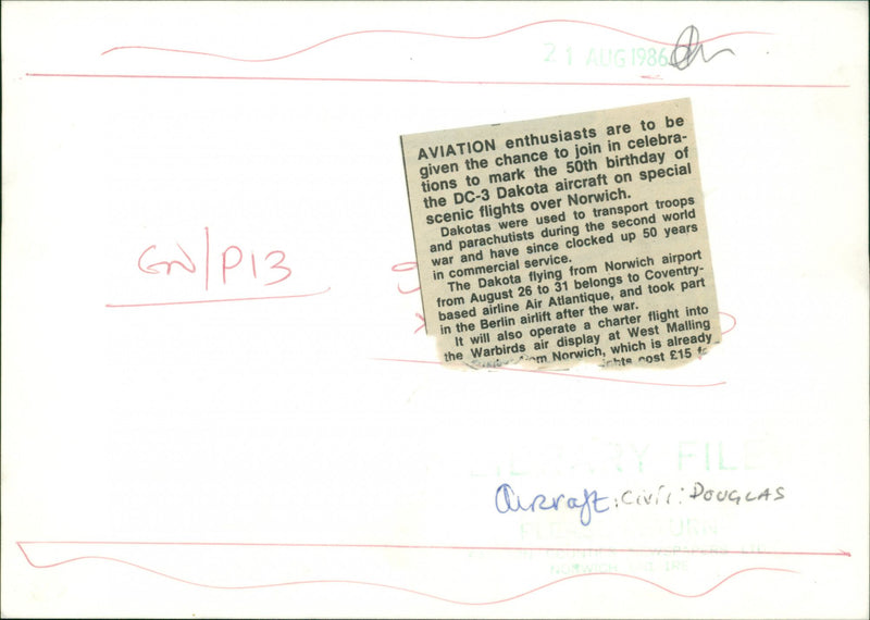 Aviation enthusiasts are to be given the chance. - Vintage Photograph