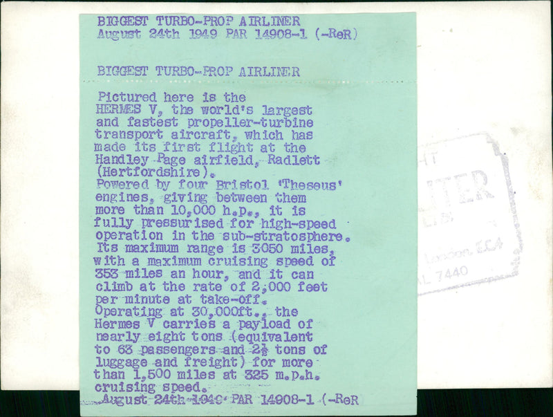 Aircraft: Civil: Hermes V - Vintage Photograph