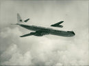 This is a new impression of the Vickers Vanguard turbo-prop airliner, due to come into service with British European Airways in 1960. - Vintage Photograph