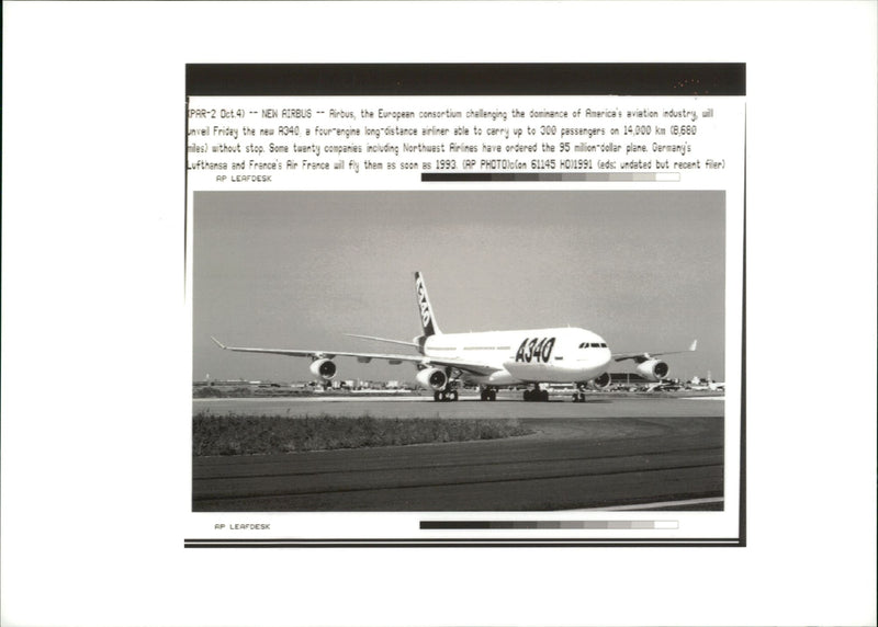 America's aviation industry will unvel Friday the new A340. - Vintage Photograph