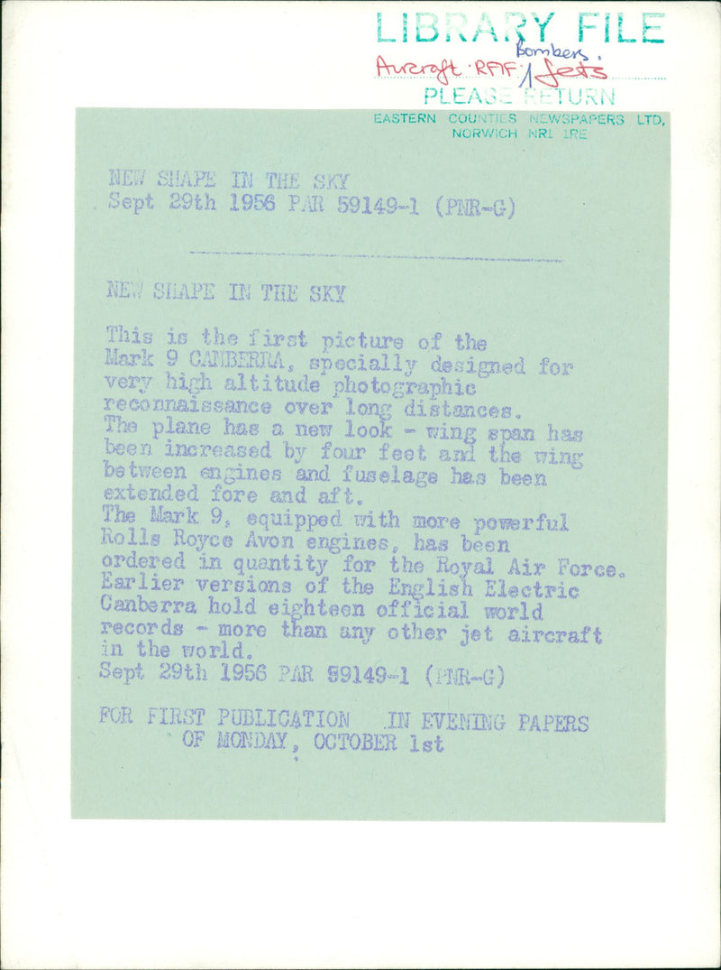 Canberra Mark 9 - Vintage Photograph