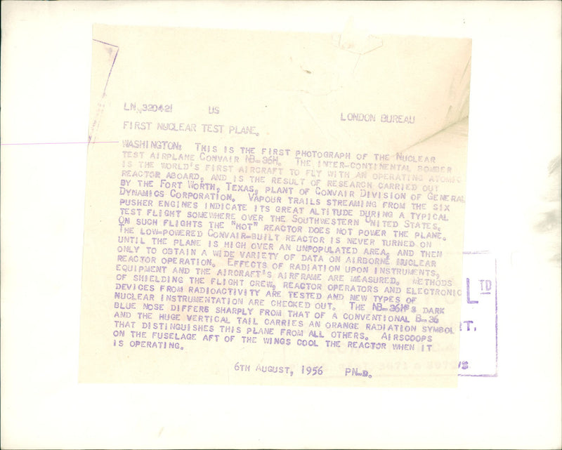 Convair NB-36H - Vintage Photograph