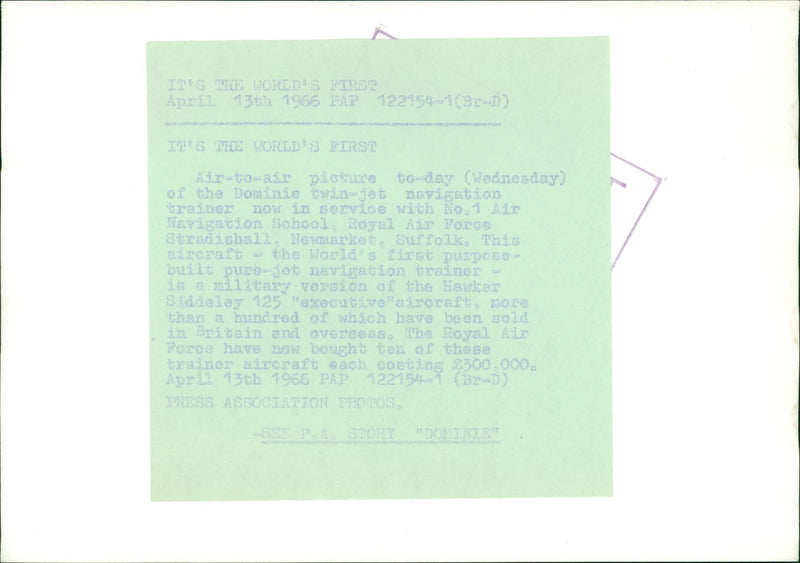 Aircraft: Military:Dominie Twin Jet - Vintage Photograph