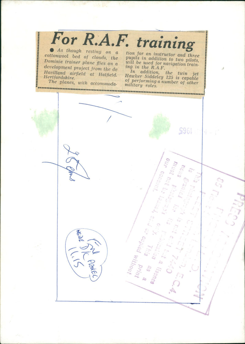 Aircraft: Military:Dominie Trainer Plane - Vintage Photograph