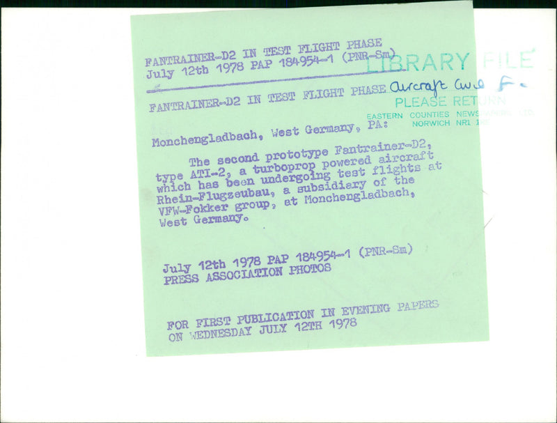 Aircraft: Civil: Fantrainer D2 in test Flight Phase - Vintage Photograph