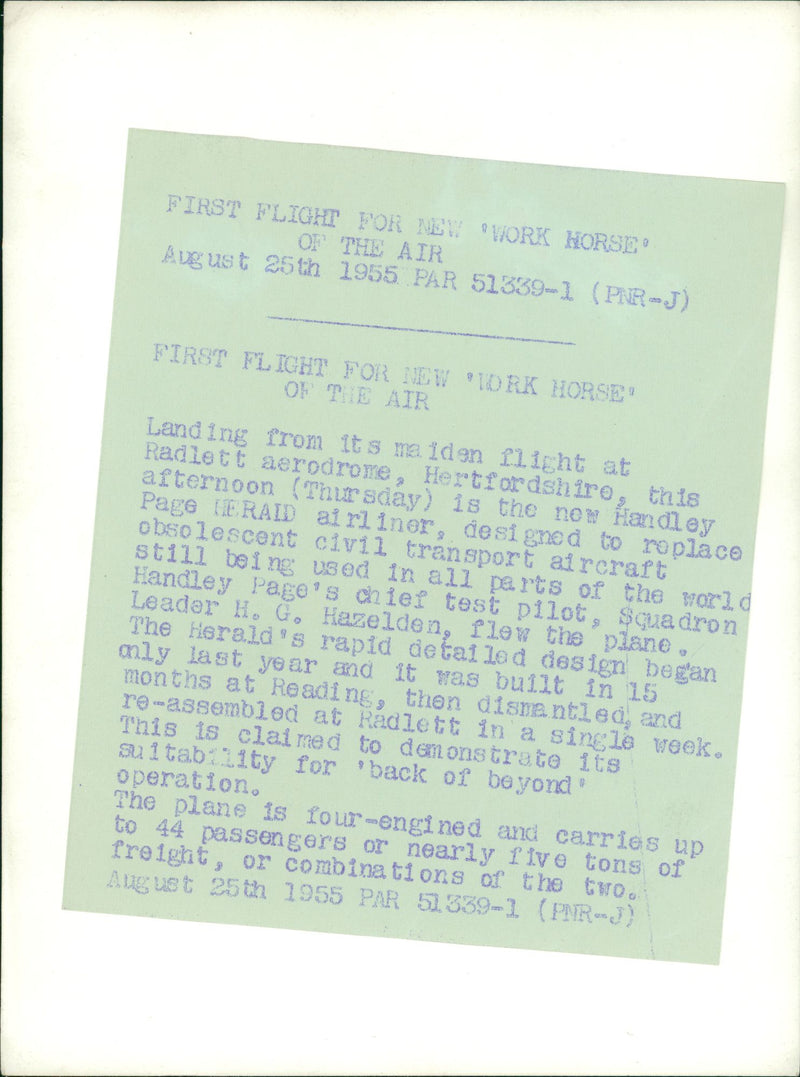 Aircraft: Civil: Handley Page Herald - Vintage Photograph