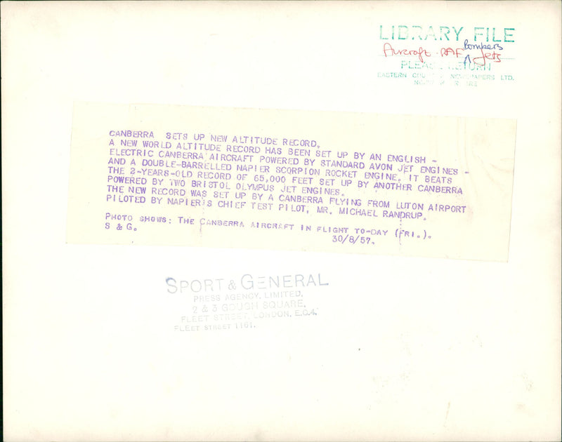 The Canberra Aircraft - Vintage Photograph