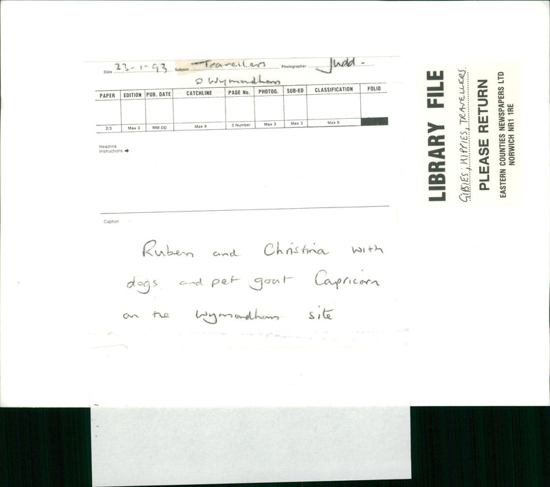 Ruben and christina with dogs and pet. - Vintage Photograph