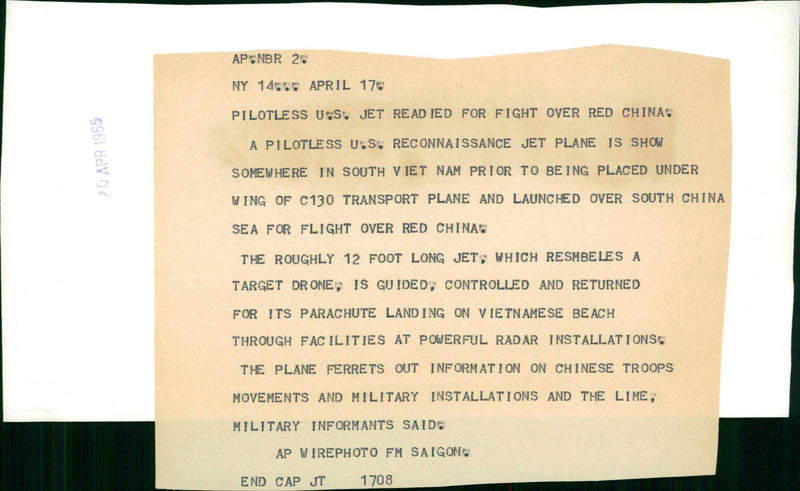 1965 MILITARY FLIGHT VIETNAMESE CHINESE CHINA - Vintage Photograph