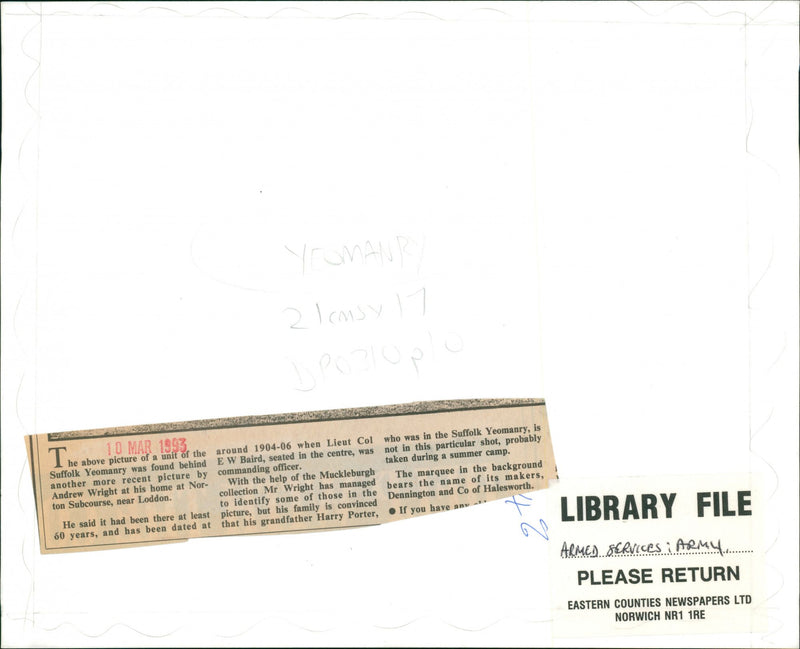 The unit of the Suffolk Yeonmanry. - Vintage Photograph