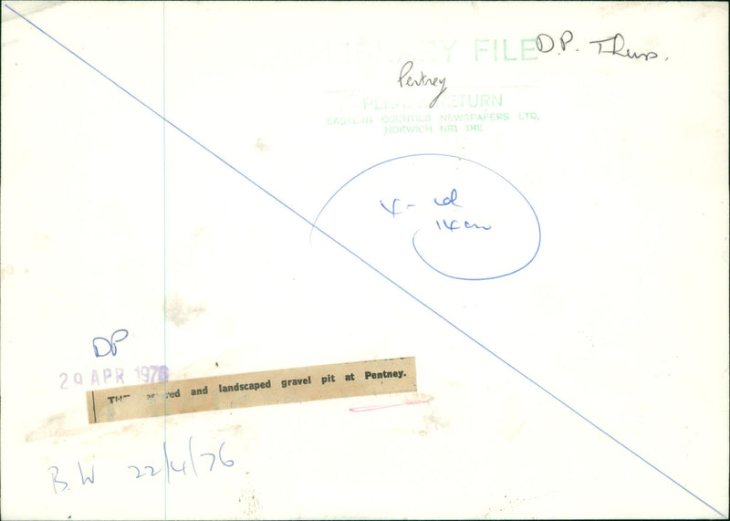 Pentney: Landscaped Gravel Pit - Vintage Photograph