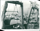 LOWESTOFT'S TRAWL BASIN, FARMED BY GALLOWS OF TWO OF THE PORT'S STERN TRAWLERS. - Vintage Photograph