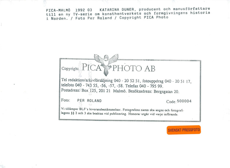 Katarina DunÃ©r, producer and scriptwriter - Vintage Photograph