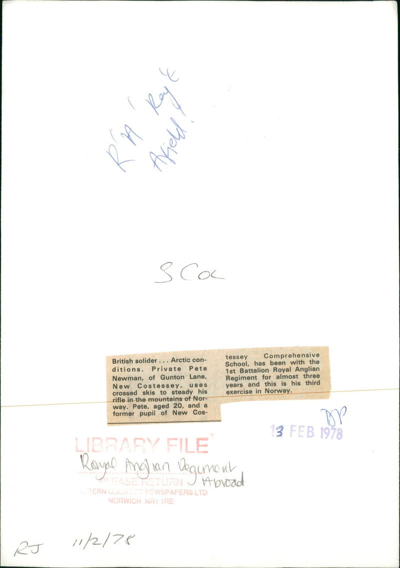 Royal Anglian Regiment Infantry regiment of the British Army. - Vintage Photograph