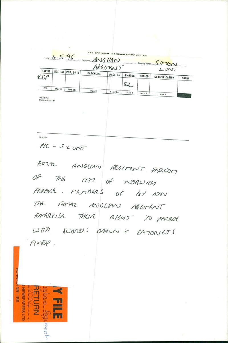 Royal Anglian Regiment. - Vintage Photograph