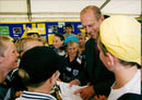 Duke of edinburgh with chilren train taverham school. - Vintage Photograph