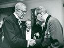 Musical Academy. The king handed over the medal to Sten Broman - Vintage Photograph