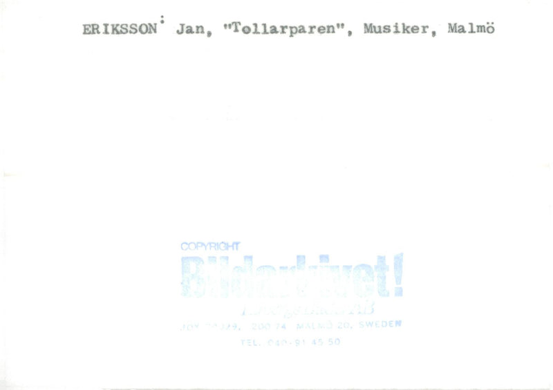 TOLLARPAREN MUSICIAN ERIKSSON JAZZ - Vintage Photograph