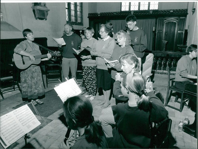 Members of Bungay Trinity Church music group. - Vintage Photograph