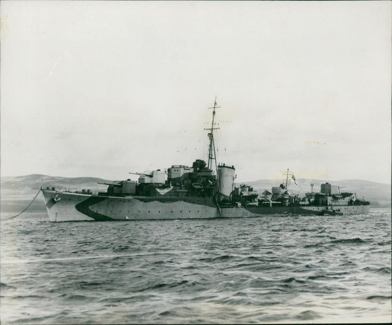 Ship Military Destroyer. - Vintage Photograph