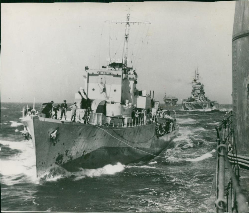 Ships: Military destroyer. - Vintage Photograph