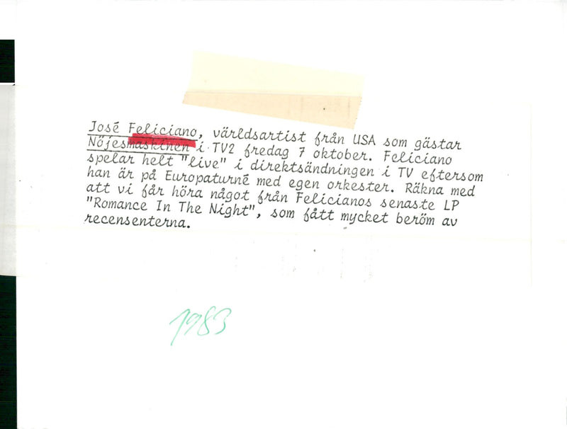 Jose Feliciano, composer, musician - Vintage Photograph